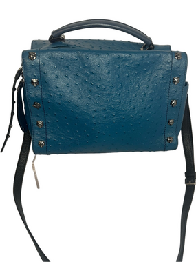 #296 Sharif 1827 Ostrich Embossed Leather Studded Satchel Two-Way Bag